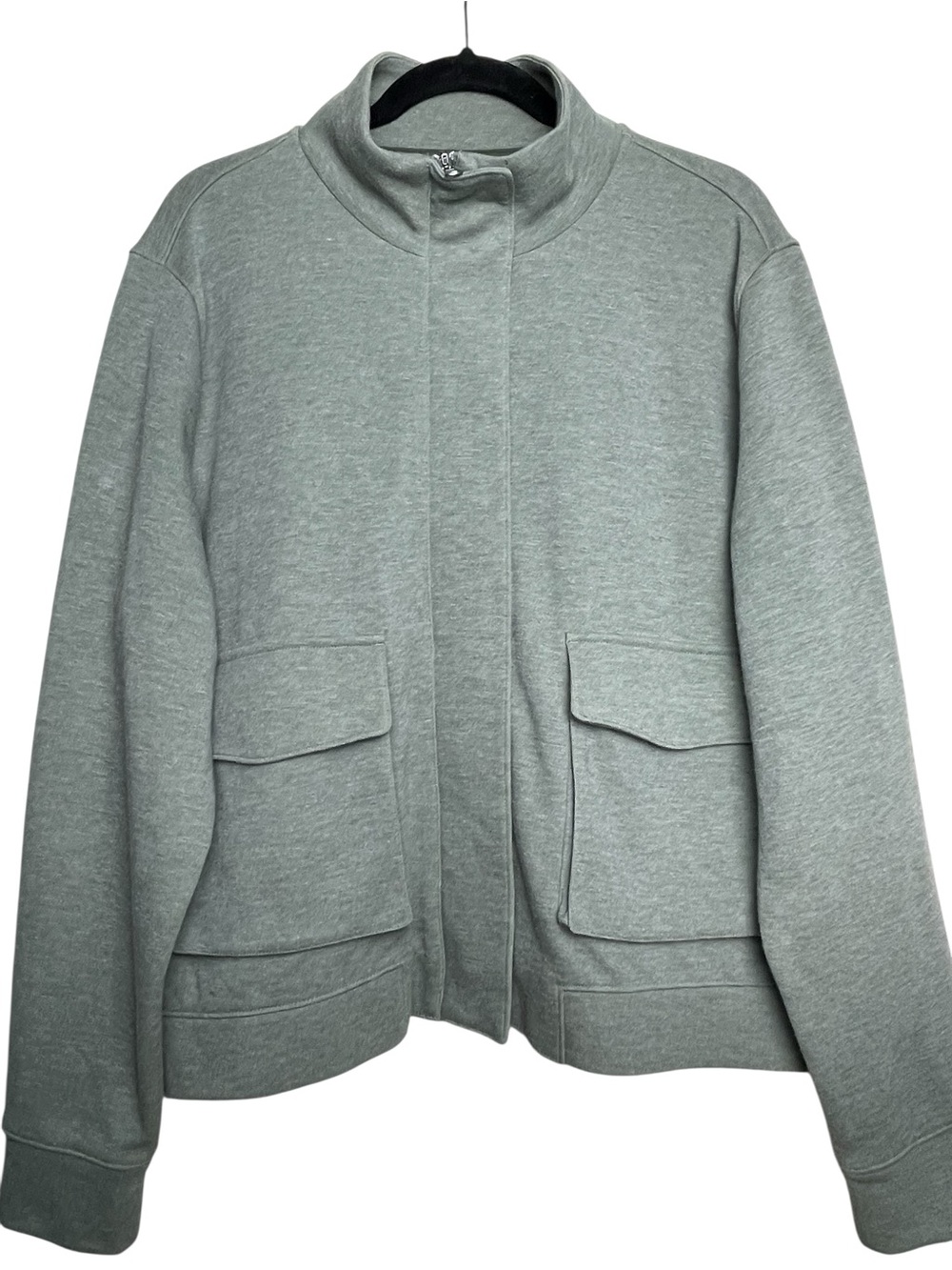 Calia By Carrie Underwood Gray Green Boxy Cropped LS Jacket Full Zip Pockets XL